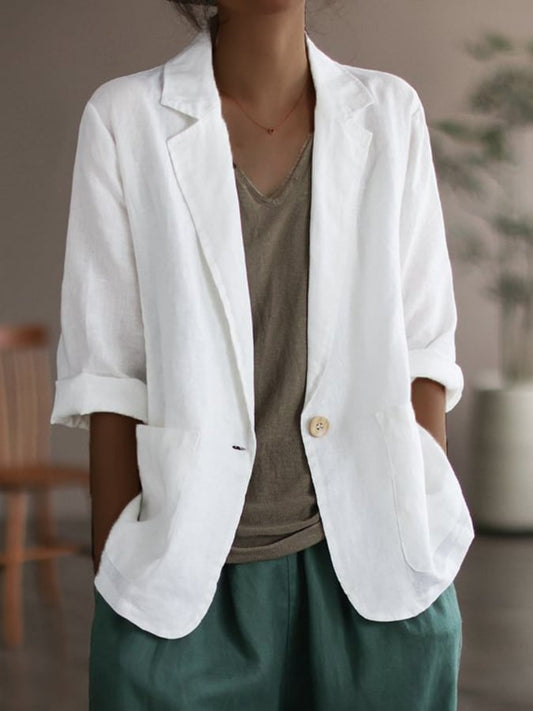 Women's Cotton and Linen Casual Loose Suit Jacket