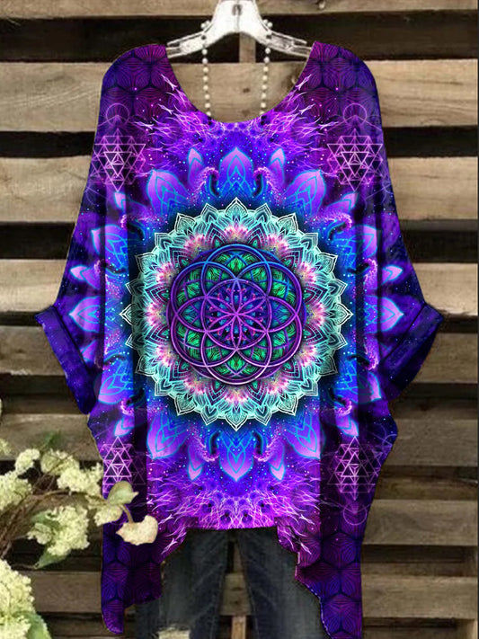 Women's Vintage Psychedelic Mandala Print Design Top