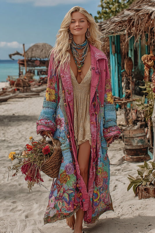 Women's Colorful Rainbow Patchwork Pattern Print Cardigan
