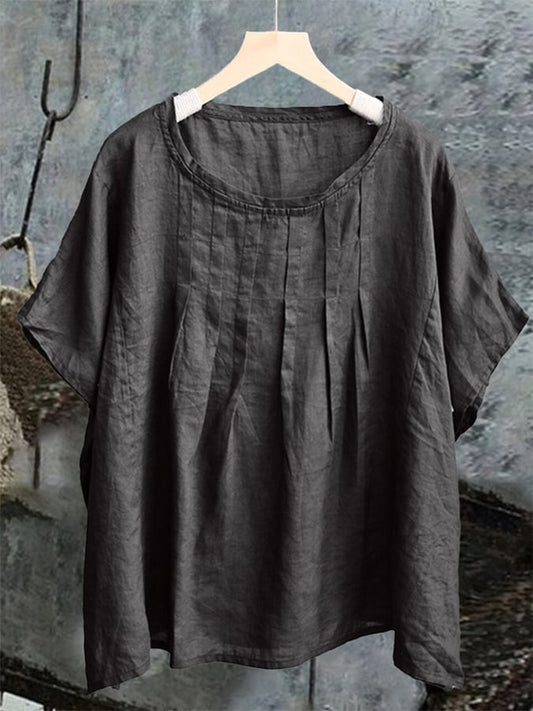 Women's Simple Summer Loose Cotton&Linen Shirt 
