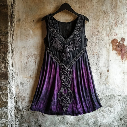 Tribal Raven Celtic Knot Gradient Art Linen Blend Tank Top elevenforest