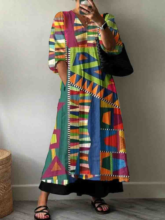 Women'S Artistic Art Statue Pattern Cotton Dress