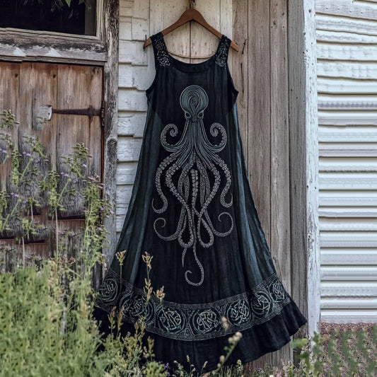 Vintage Viking Cthulu Celtic Art Linen Tank Dress elevenforest