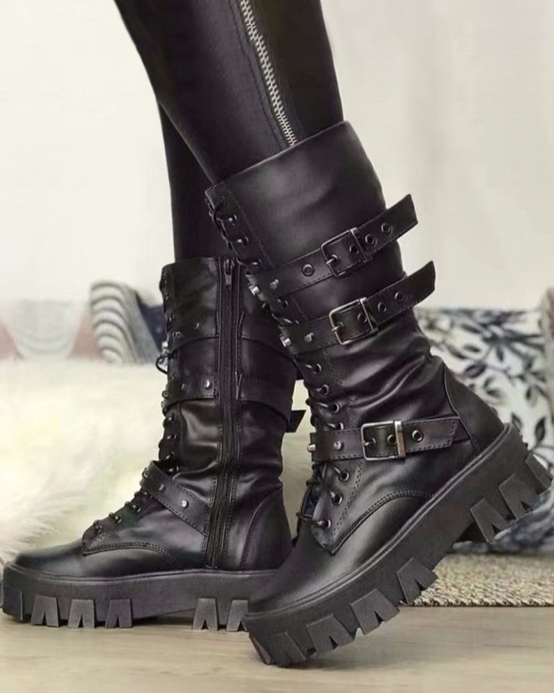 KS | Boots with zipper and buckles