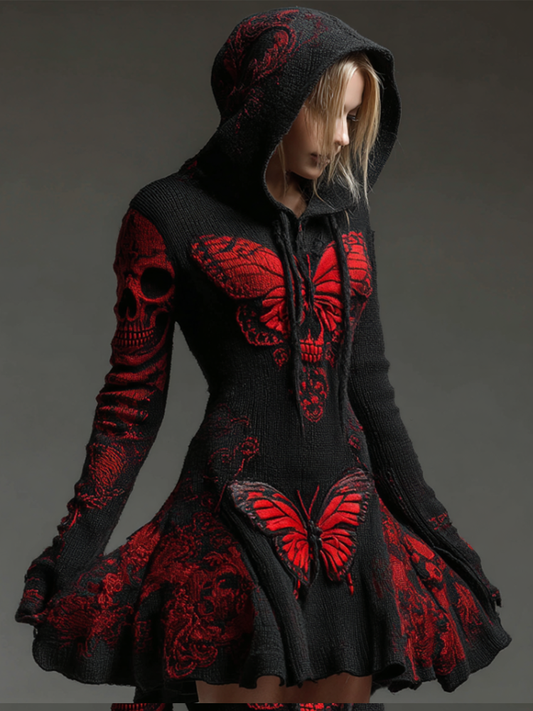 Halloween Blood Butterfly Women's Knit Sweater Dress artswardrobe