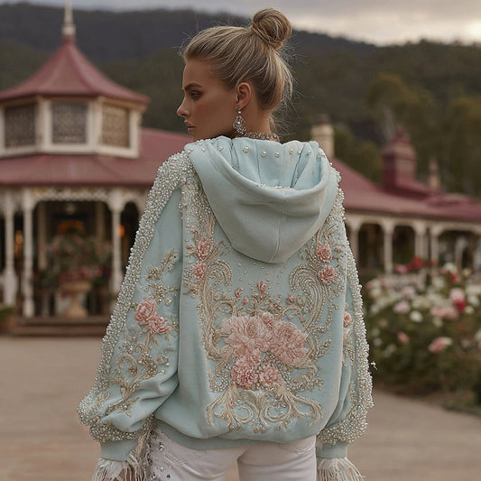 Women's Vintage Bohemian Floral Embroidered Casual Hoodie