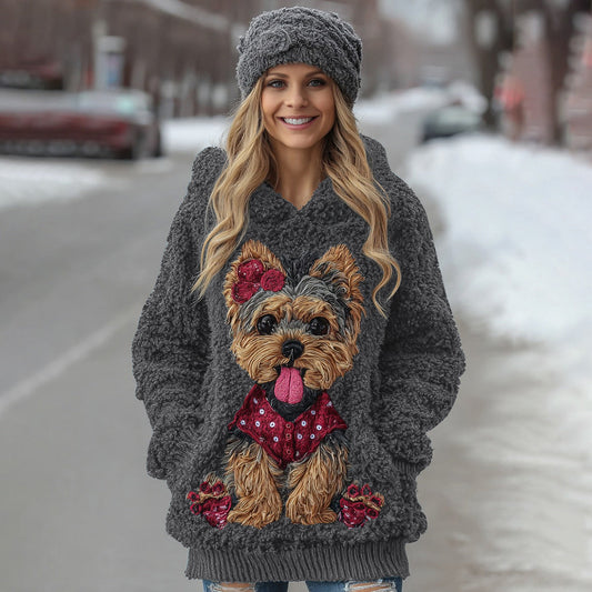 Comstylish Cute Fuzzy Yoshka Puppy Soft Hooded Sweater