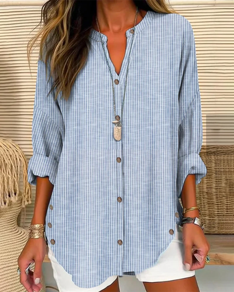 Aranza® | Striped V-neck sweater