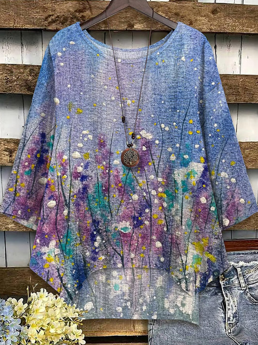 Women's Flower Print Short Sleeve Top elevenforest