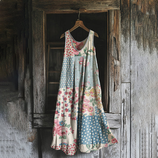 Women's Vintage Bohemian Floral Patch Dress