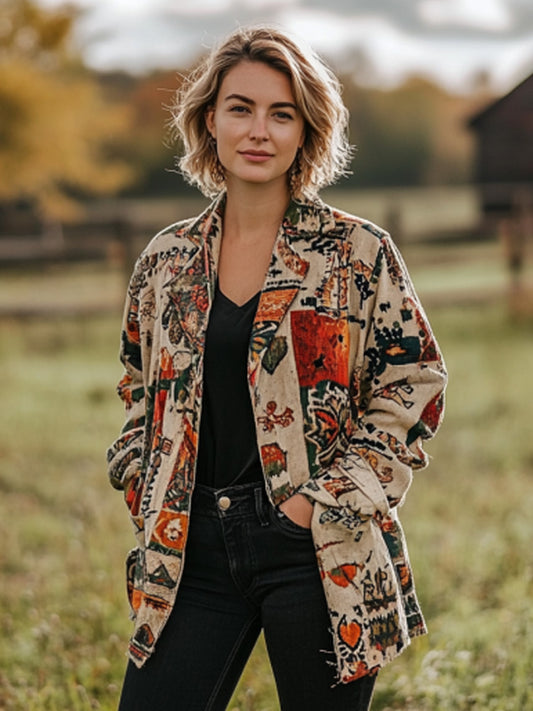 Women's Vintage Bohemian Print Cardigan elevenforest