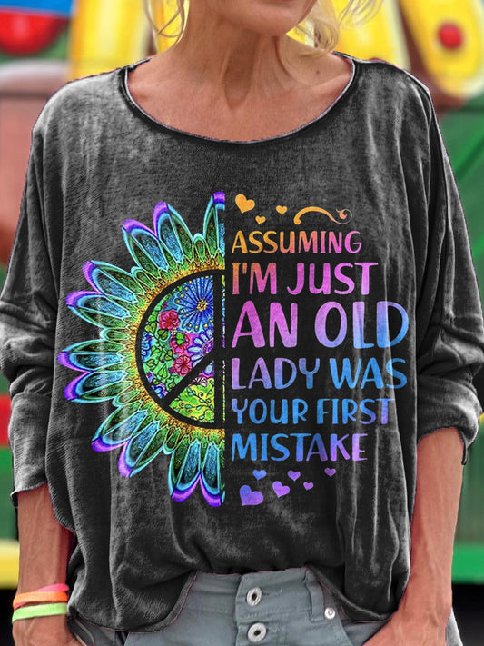 Women's Hippie Art Print Casual Long Sleeve T-shirt