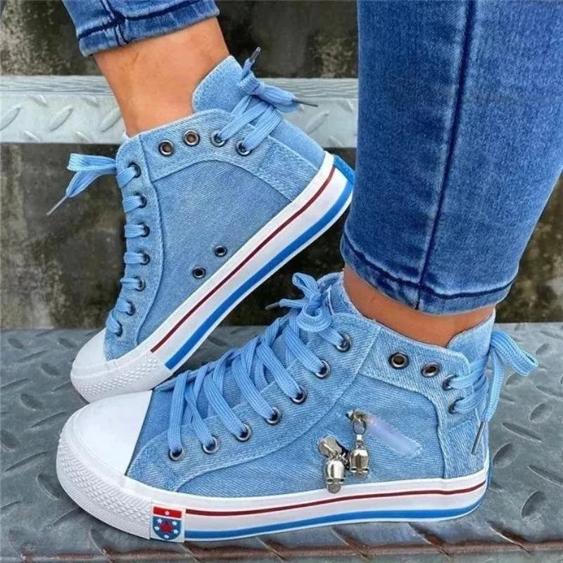 JO | Denim sneakers with white soles