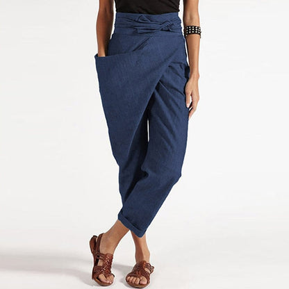 KS | Elegant cropped trousers with wrap front
