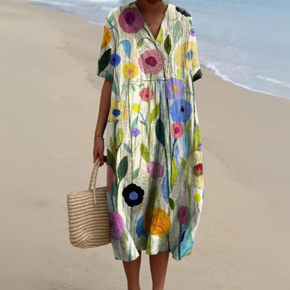 KS | Midi dress with bohemian floral pattern