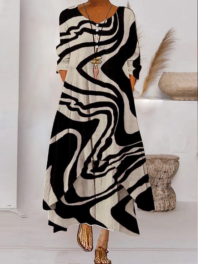 KS | Long-sleeved maxi dress - button neckline