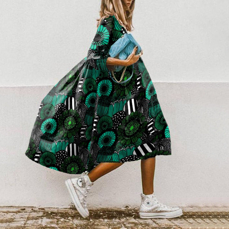 KS | Printed A-line midi dress