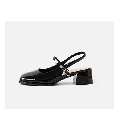 KS | Ladies Faux Leather Buckle Block Heels