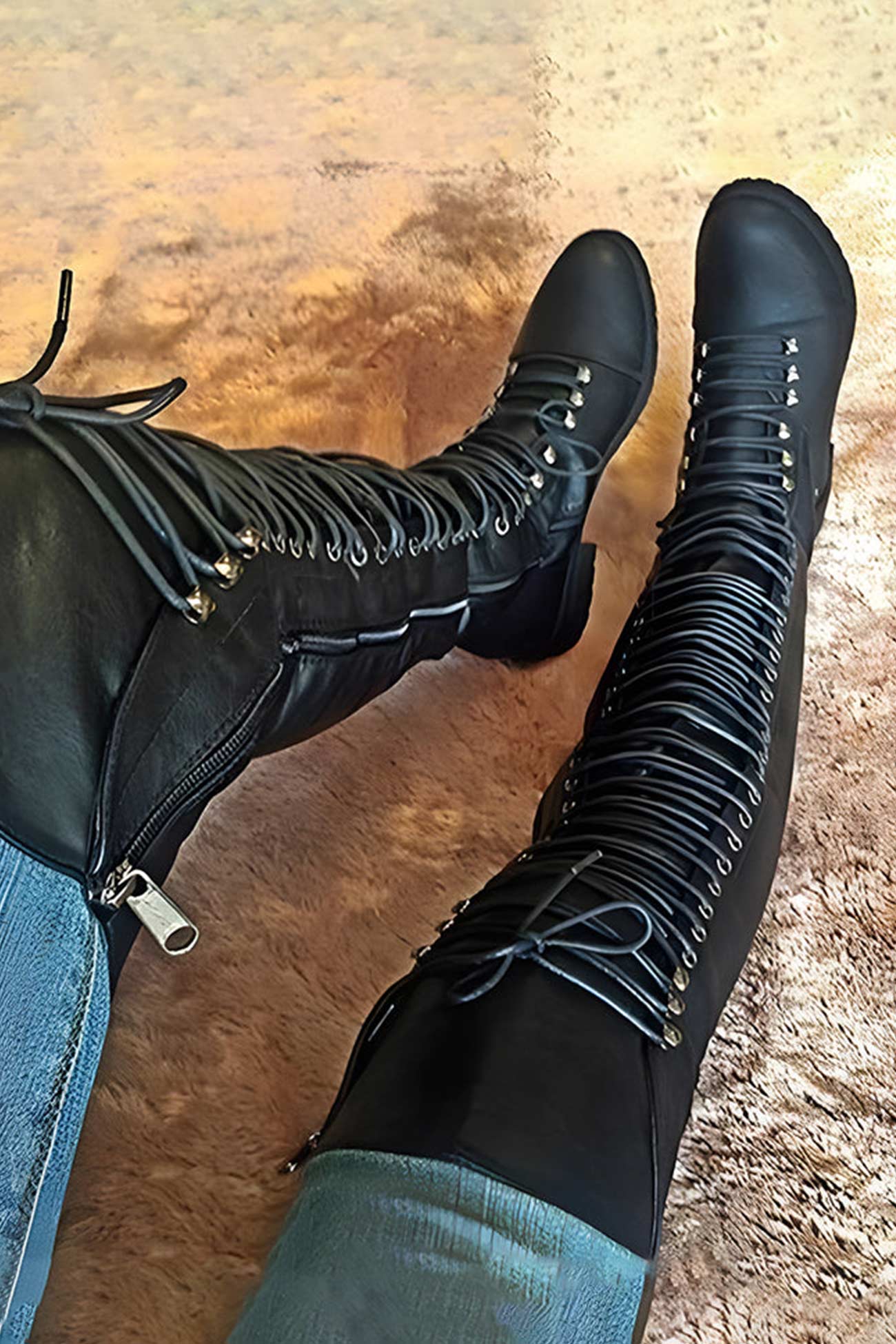 KS | Over-the-knee boots with lacing