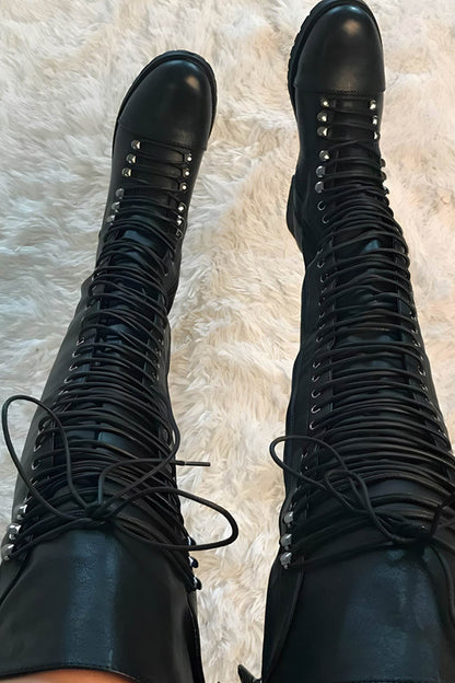 KS | Over-the-knee boots with lacing
