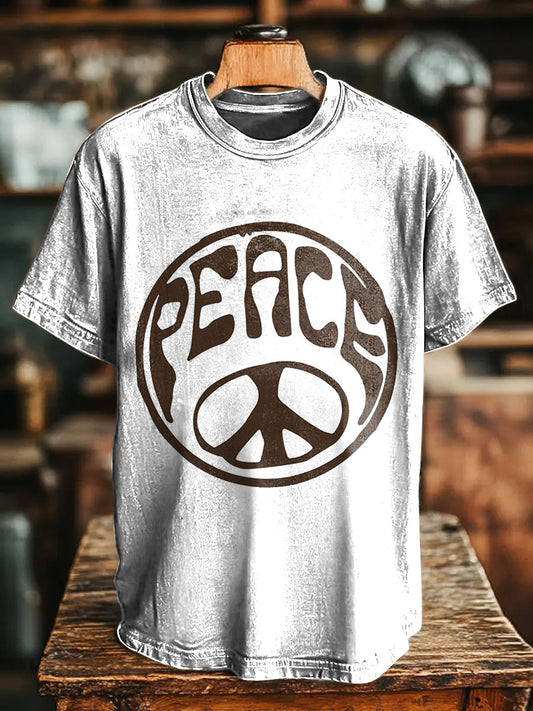 Peace Hippie Vintage Art Print Casual T-shirt For Men And Women