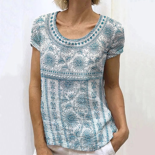 Vintage Sunflower Floral Art Linen Comfy T Shirt elevenforest