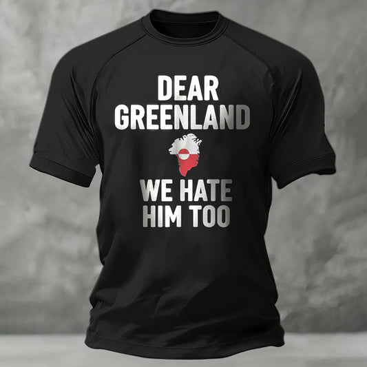 Men's Vintage Greenland Pattern Crew Neck Casual T-shirt elevenforest