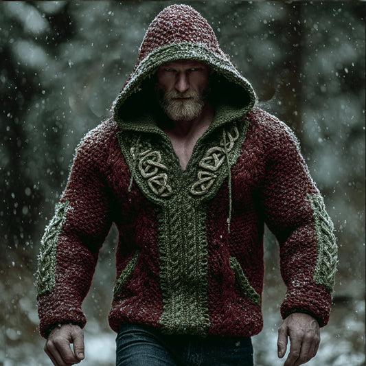 Comstylish Men's Christmas Red And Green Hooded Sweater
