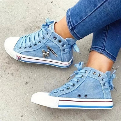 JO | Denim sneakers with white soles