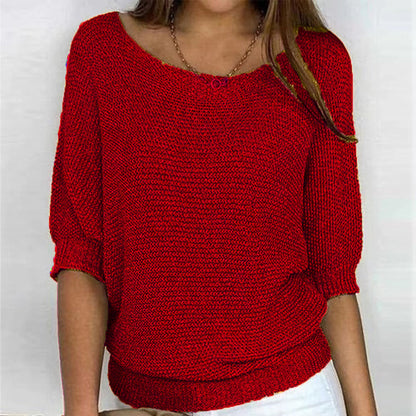 Vintage Solid Color V Neck Comfy Sweater elevenforest