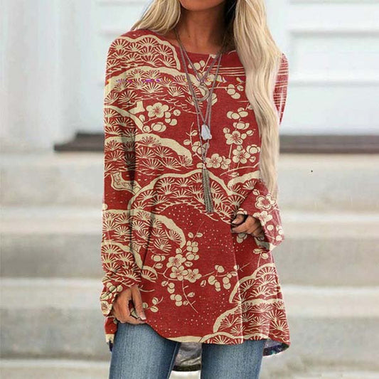 Vintage Japanese Art Print Long Sleeve Tunic elevenforest