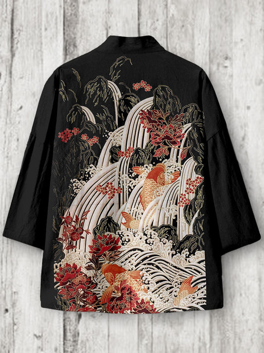 Vintage Japanese Inspired Embroidered Kimono Cardigan elevenforest