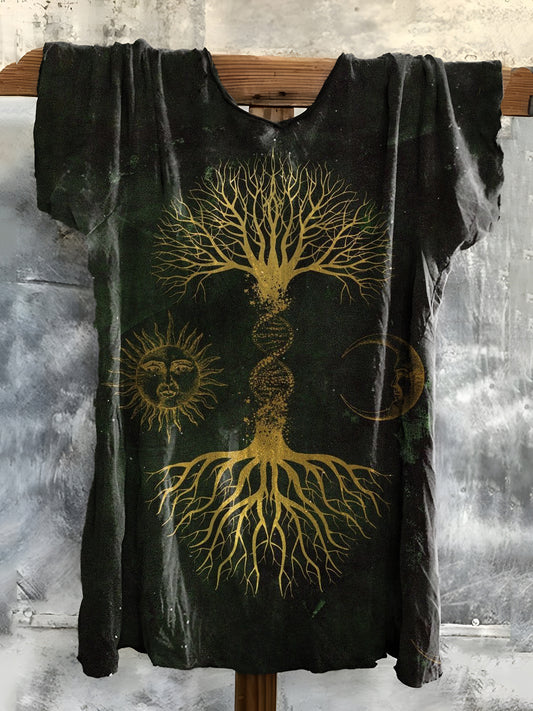 Big Tree Graphic Art Print Cotton Crew Neck T-Shirt