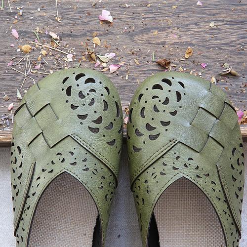 KS | Breathable leather flats in vintage style