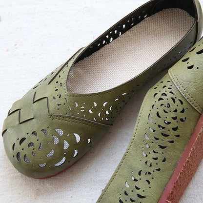 KS | Breathable leather flats in vintage style