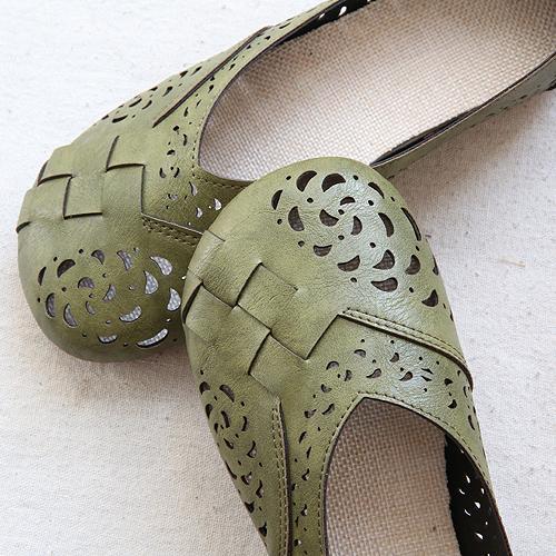 KS | Breathable leather flats in vintage style