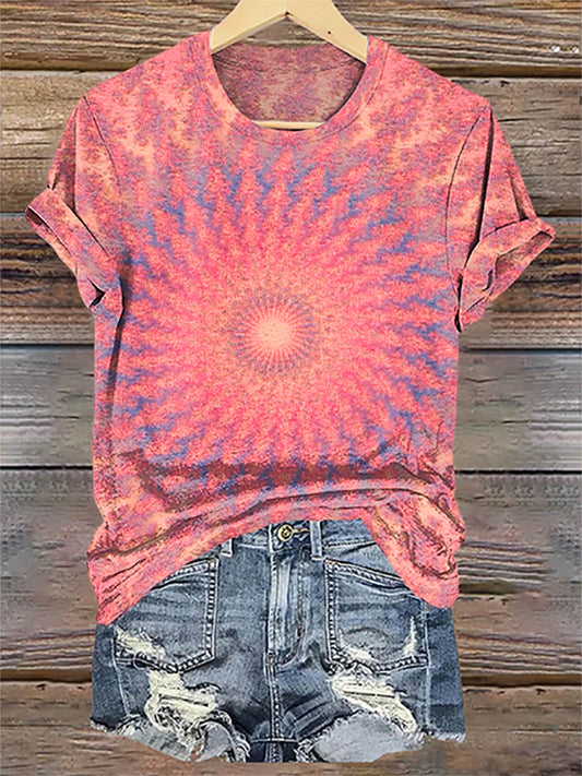 Vintage Kaleidoscopic Tie Dye Print T-shirt