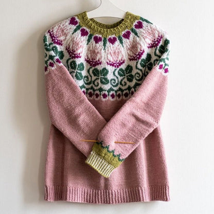 Floral Jacquard Breast Cancer Awareness Sweater elevenforest