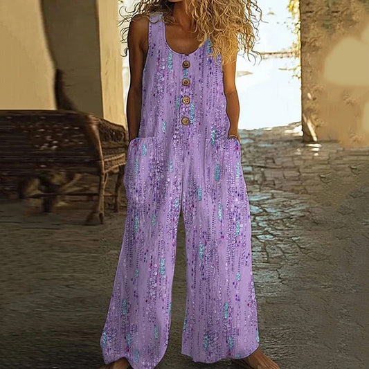 Women's Geometric Art Sleeveless Casual Jumpsuit elevenforest