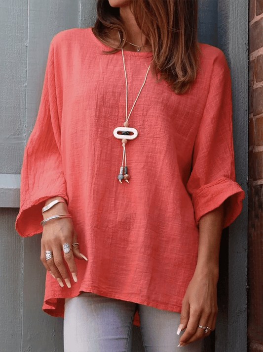 Women's Solid Color Loose Casual Cotton Shirt