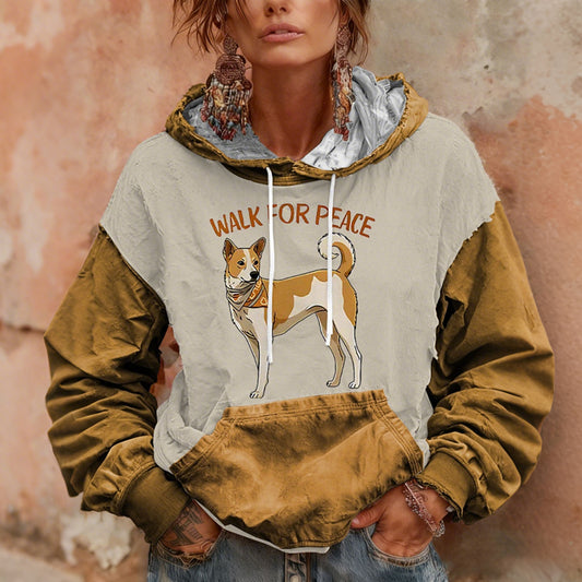 Comstylish Women's Vintage Walk For Peace Print Hoodie