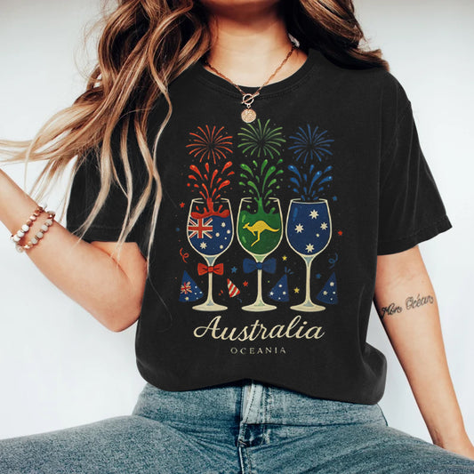 Comstylish Women's Australia Day Print Short Sleeve Casual T-shirt