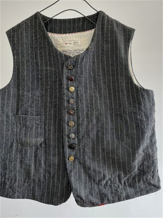 Vintage Striped Casual Linen Blend Vest elevenforest