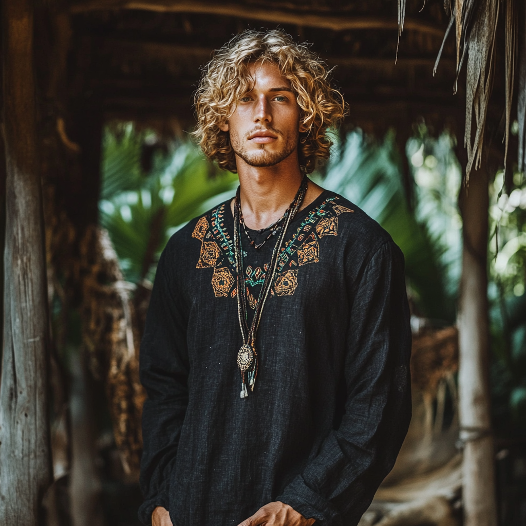 Men's Bohemian Linen T-shirt elevenforest