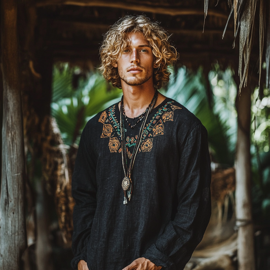 Men's Bohemian Linen T-shirt elevenforest