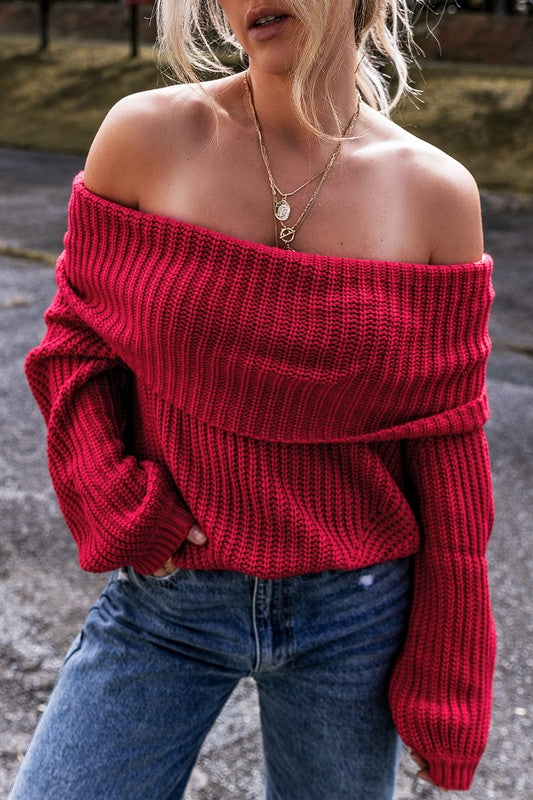 Mariana® | Off-the-shoulder rib-knit sweater