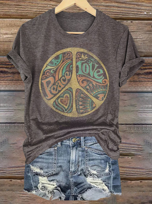 Hippie Graphic Art Print T-Shirt