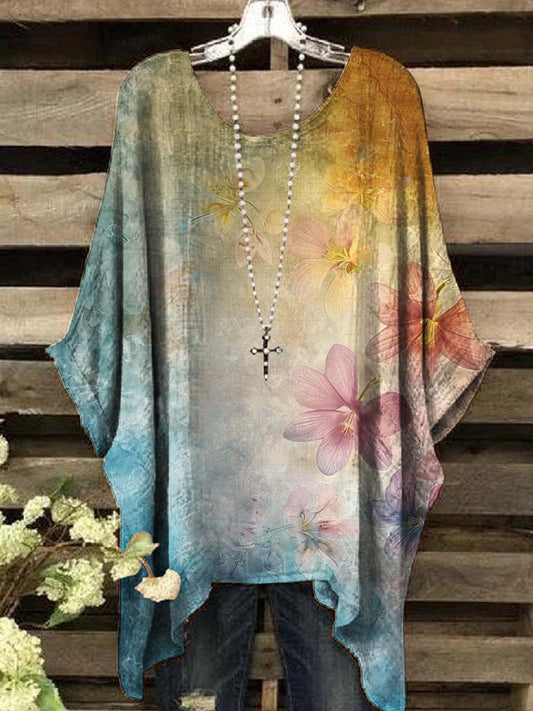 Women's Vintage Gradient Floral Print Casual Top