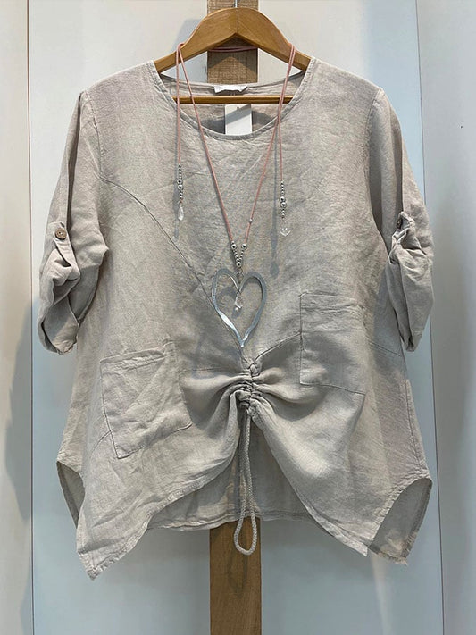 Women's cotton and linen casual shirt