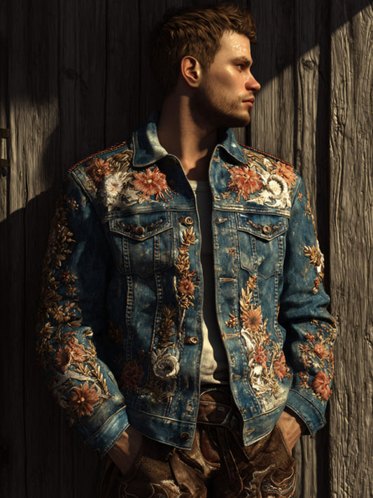 Men's Retro Casual Western Denim Top Jacket elevenforest